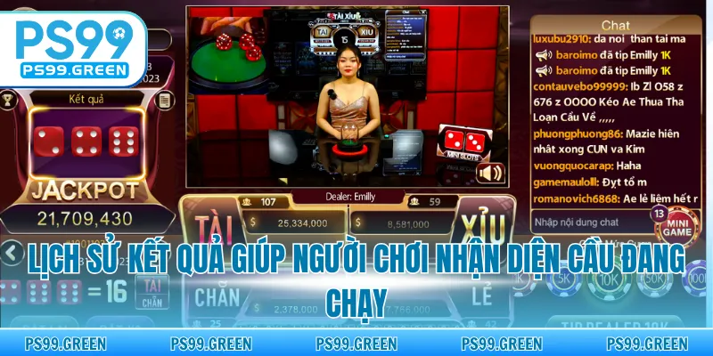 Lịch sử kết quả giúp người chơi nhận diện cầu đang chạy