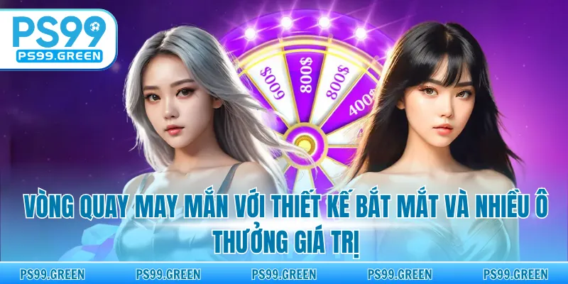 Vòng quay may mắn với thiết kế bắt mắt và nhiều ô thưởng giá trị